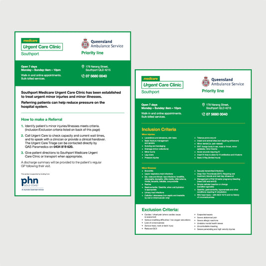 Queensland Ambulance Referral Flyer - Southport