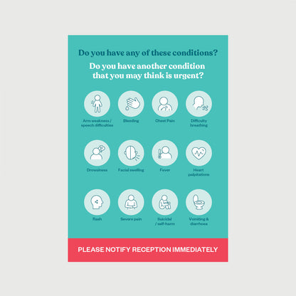 Reception Urgent Conditions Poster