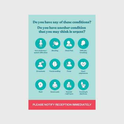 Reception Urgent Conditions Poster