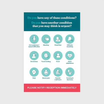Reception Urgent Conditions Poster