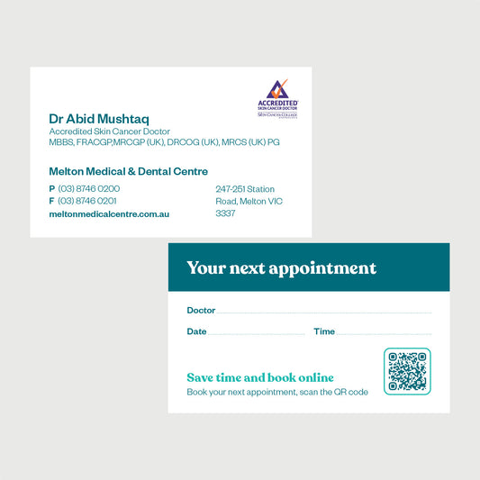 Dr Abid Mushtaq Business Card - Melton