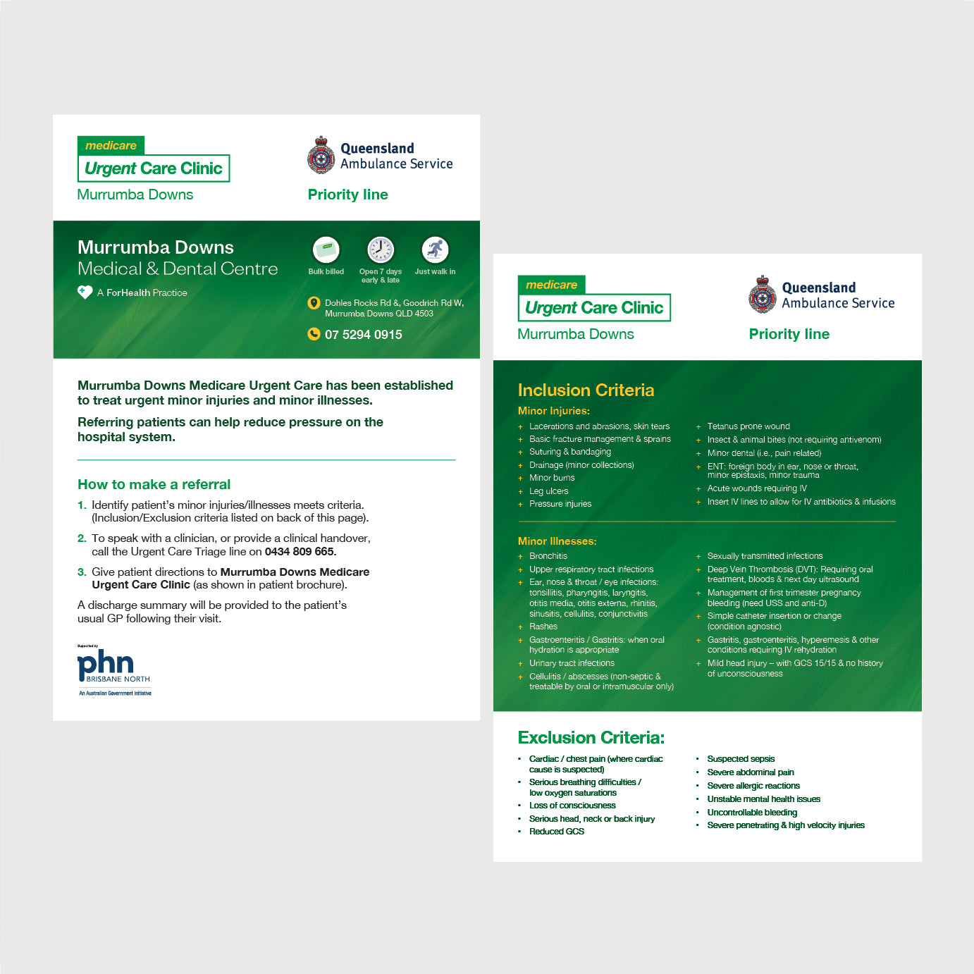 Queensland Ambulance Referral Flyer - Murrumba Downs